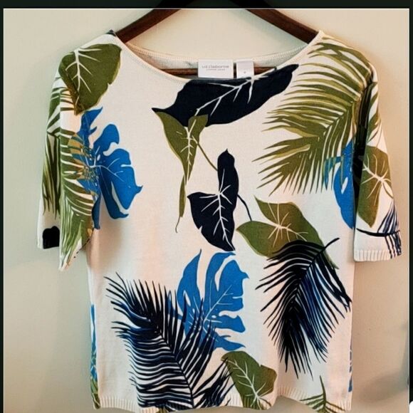 TROPICAL Knitted Short Sleeved Blouse - Picture 1 of 4